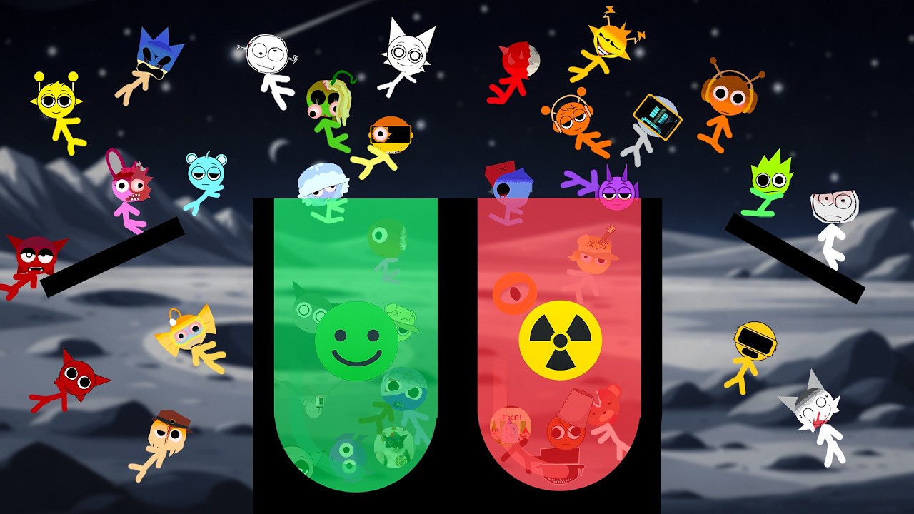 Sprunki Steakman Race To Survive the Poison Marble Race To The Bowl In Algodoo Round Space