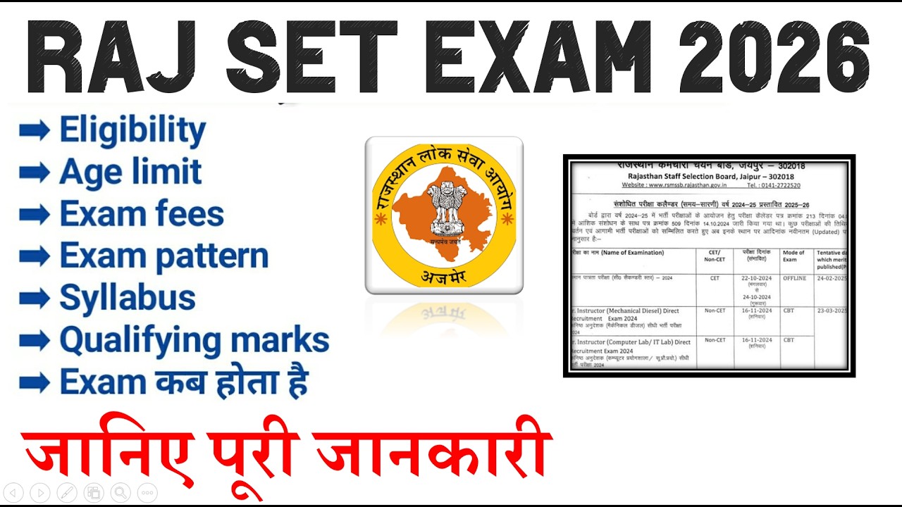 Rajasthan SET Exam 2026| Eligibility, Syllabus & Latest News | raj set exam Update 2025