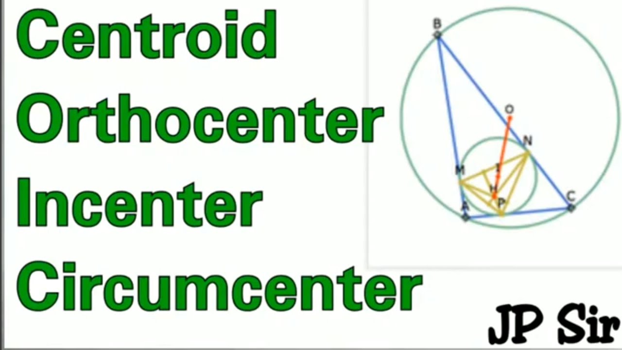 Centroid, Orthocentre, Incentre, Circumcentre of a Triangle JP Sir