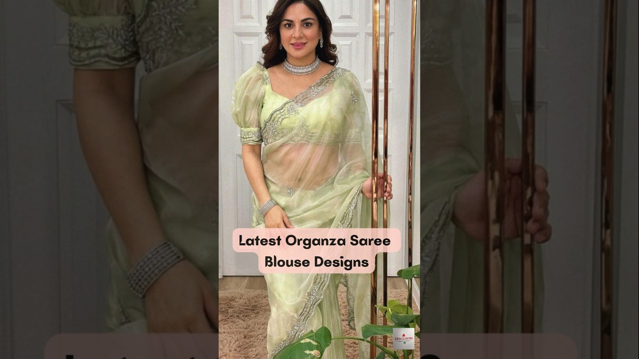 Latest Organza Saree Blouse Designs | Puff Sleeves #blousedesigns #shortvideo #blouse