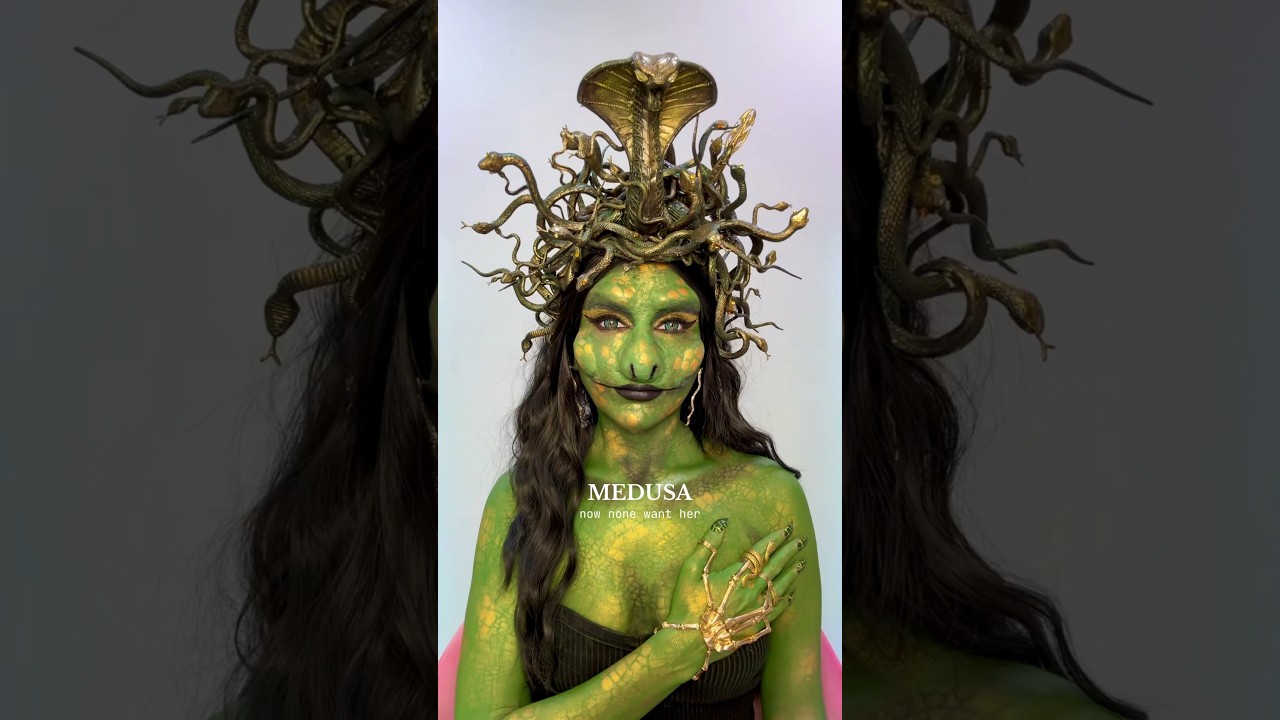 The tragic story of Medusa 🐍🐍🐍 #greekmythology #medusa #poseidon #athena #makeupartist #bodypaint