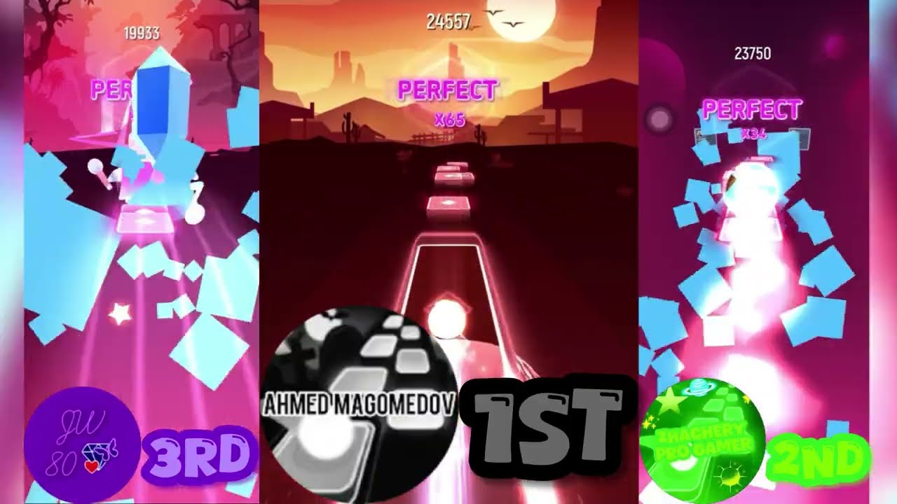 Tiles Hop: EDM Rush: Foo Fighters - Best of You | Me vs @AhmedMagomedov-u4y vs @JW80.