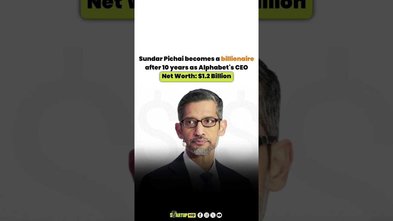 Sundar Pichai Becomes Billionaire After 10 Years as Alphabet CEO | Net Worth Hits $1.2 Billion!