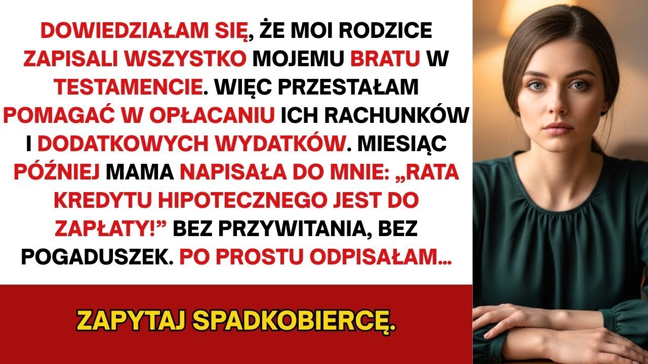 Dowiedziałem się, że moi rodzice przepisali cały swój majątek mojemu bratu w testamencie, więc ja