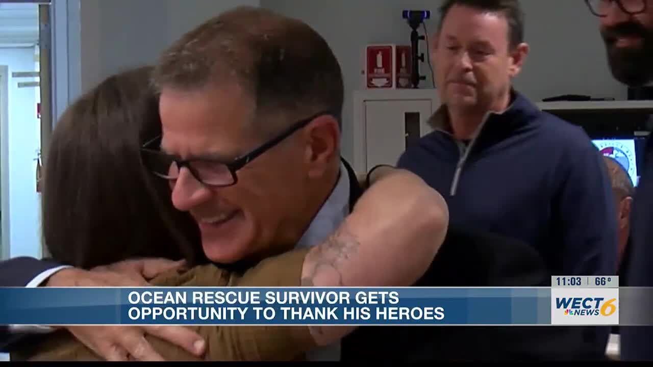 Ocean rescue survivor gets opportunity to meet bystanders and emergency responders who saved him