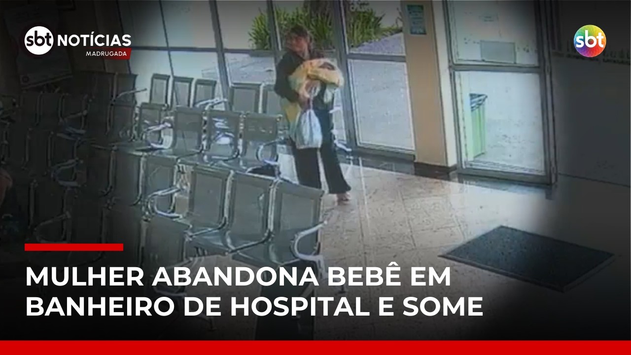 Exclusivo: câmeras flagram mulher abandonando recém‑nascido em banheiro de hospital | #SBTNotícias