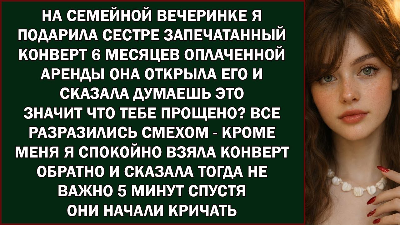На семейной вечеринке я подарила сестре запечатанный конверт  6 месяцев оплаченной аренды — но по