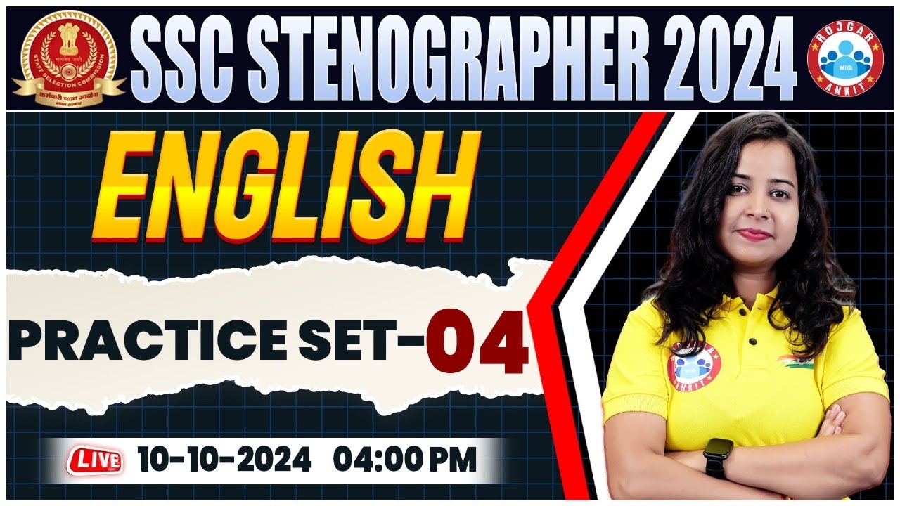 SSC Stenographer 2024 | SSC Stenographer English Practice Set 04 | English By Kiran Mam
