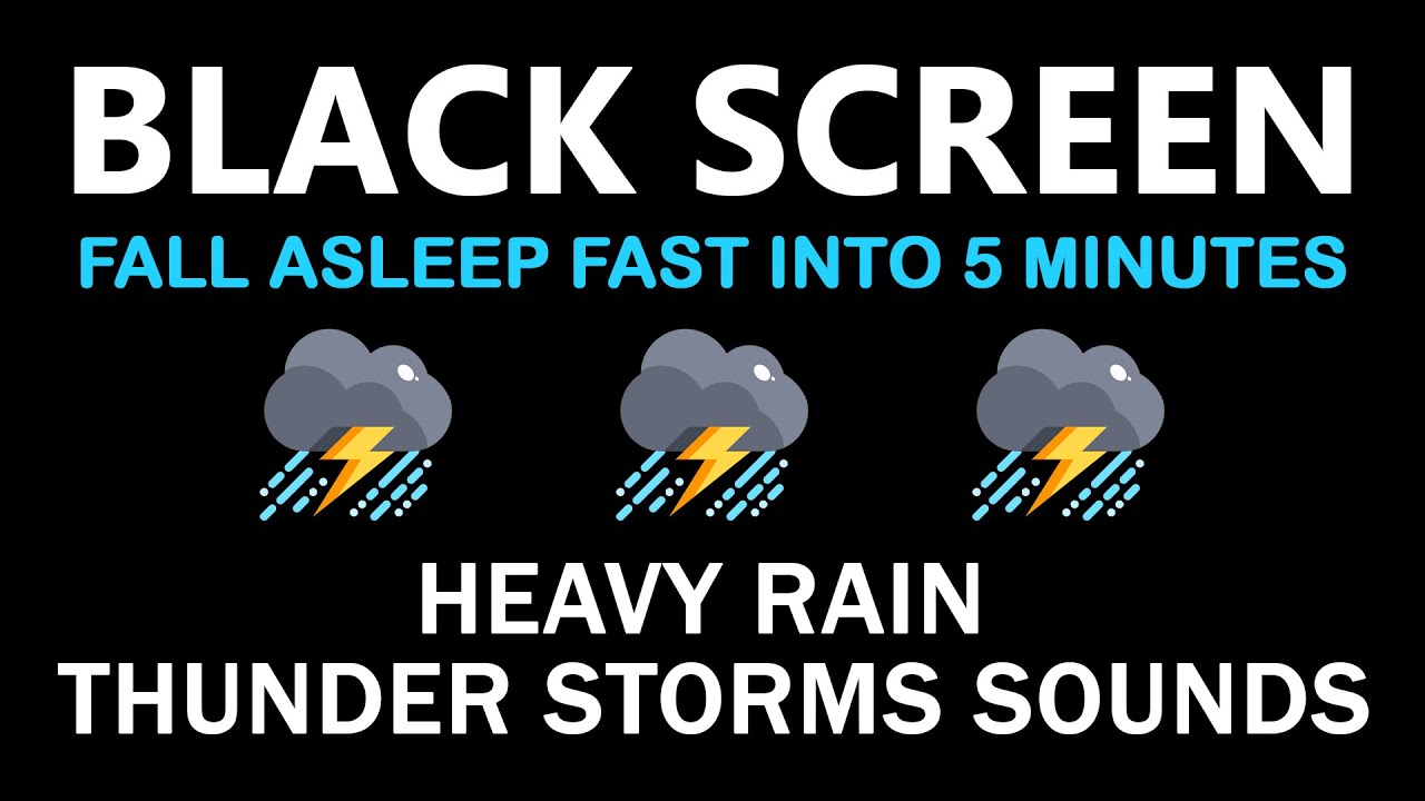 Heavy Rainstorm with Thunder at Night ⚡ | Black Screen | Sleep Deep, Reduce Stress & Mental Noise