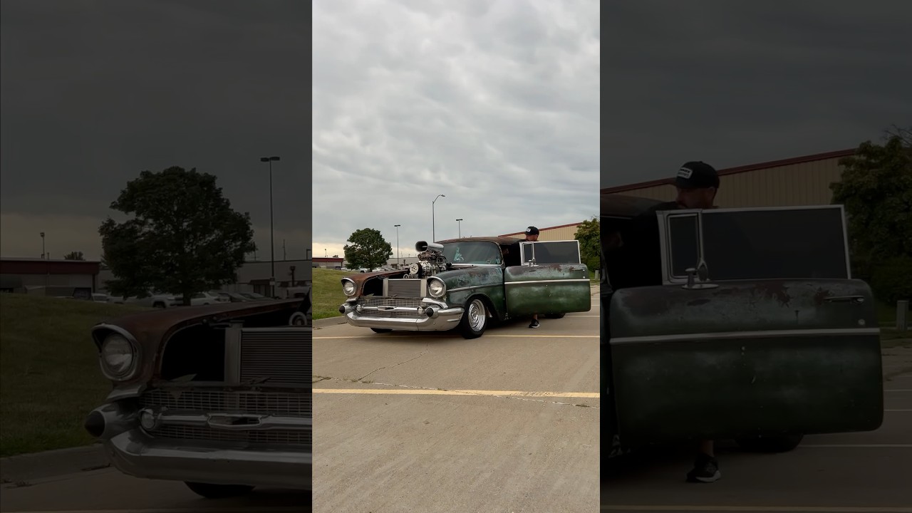 ⁠@12VoltDave and his Tri-Five Chevy &ldquo;Crusty&rdquo; came for a visit #trifive #chevy #newbern #bigblock