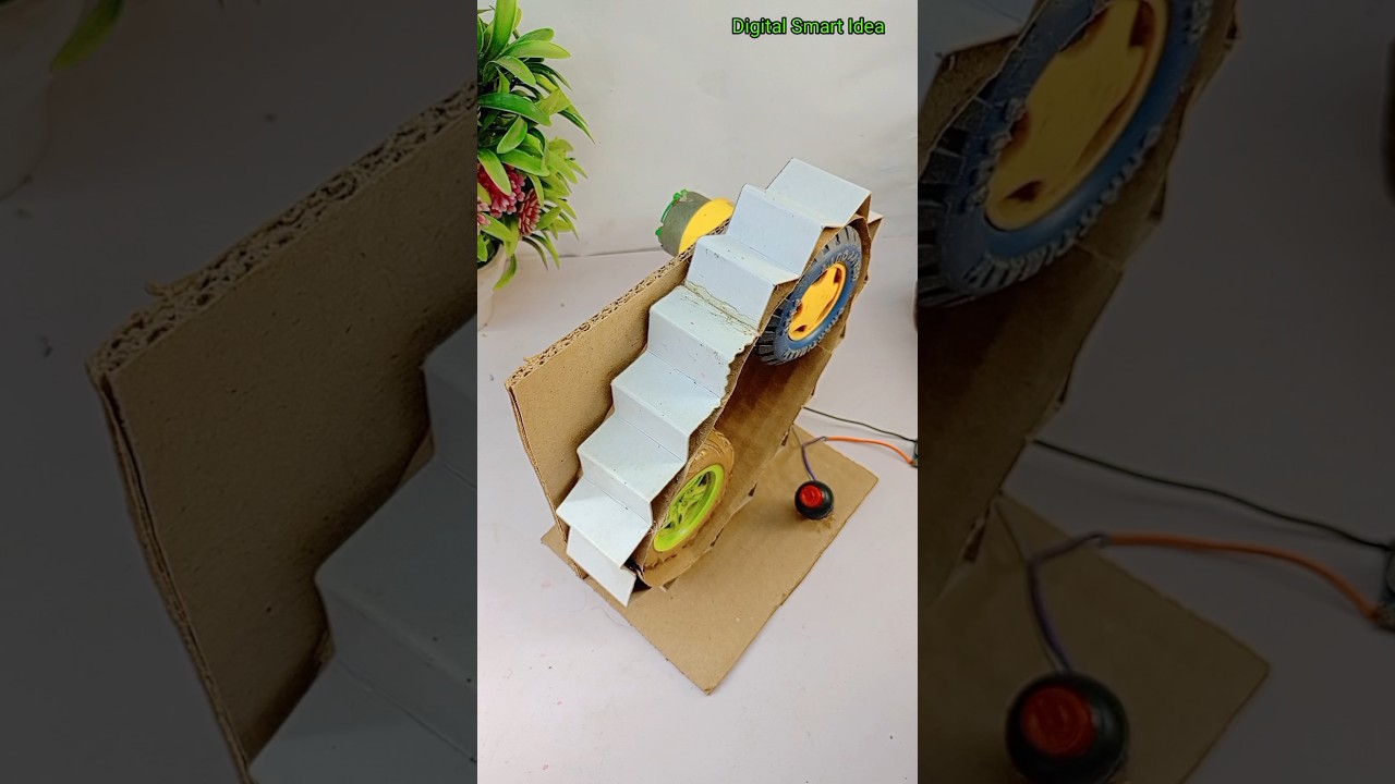 Cardboard Stair Climber Machine | Simple School Project #shorts #dcmotor #dcmotorproject