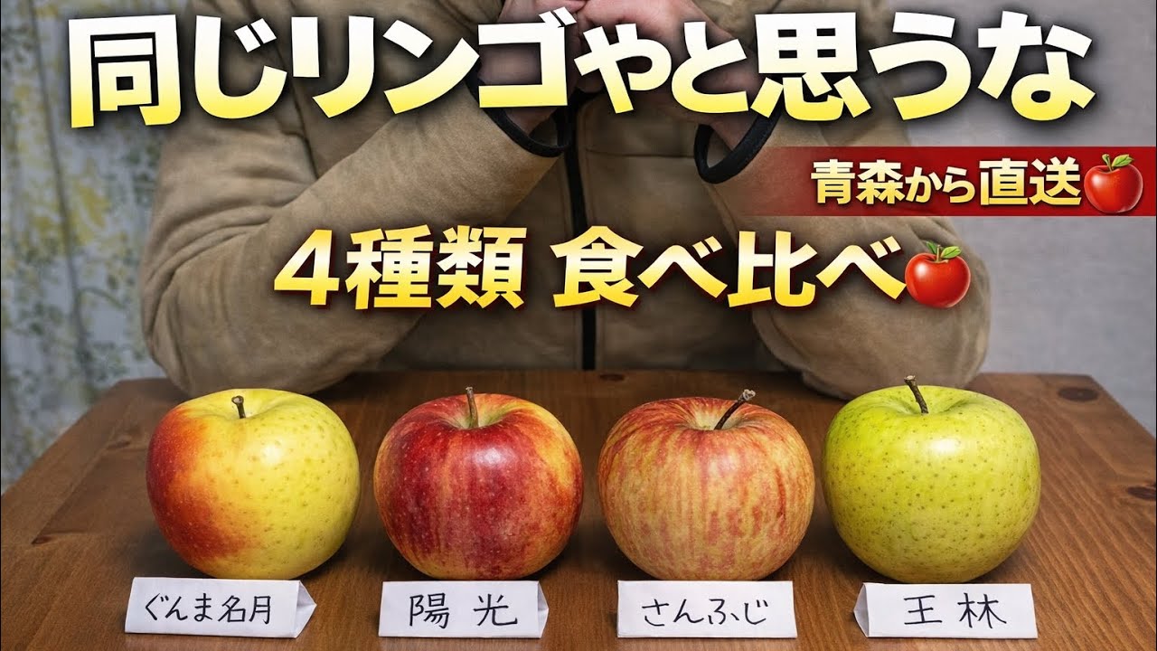 青森のリンゴ40個が届いた｜熊 被害を越えて育った4種類を1個ずつ食べ比べたら全部別モンやった🍎