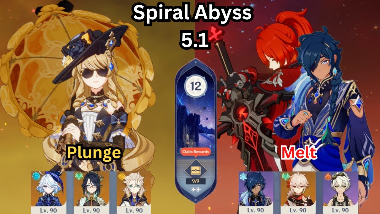 Navia Plunge + Diluc Ragbros Melt | 5.1 Spiral Abyss Floor 12 | Genshin Impact