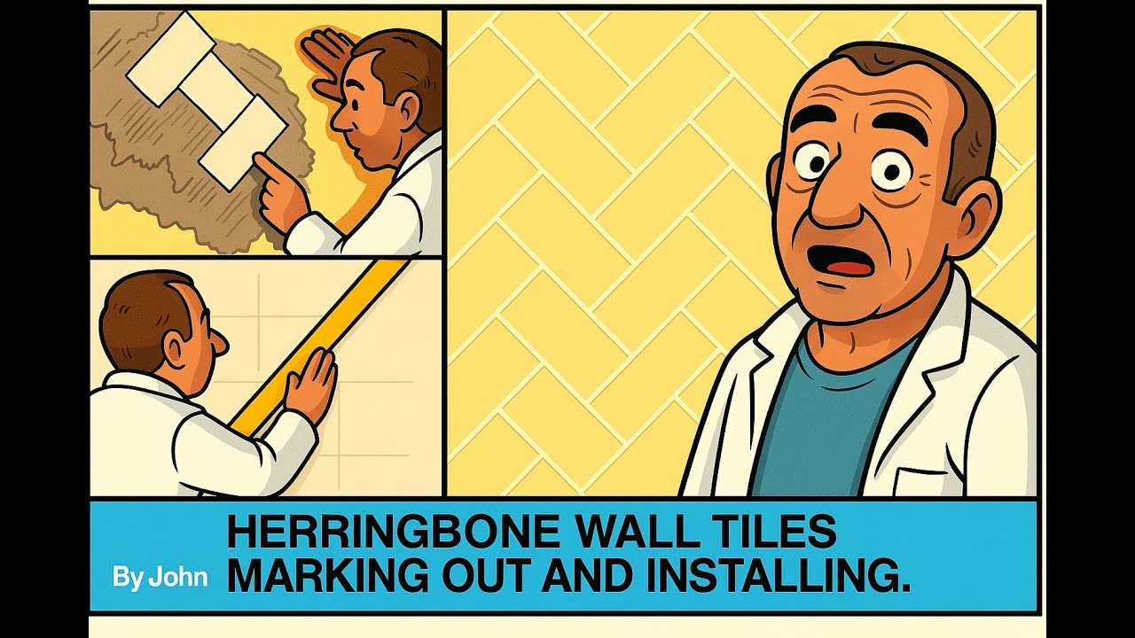 Tiling College -  Herringbone wall tiles a lesson in marking out and installing.