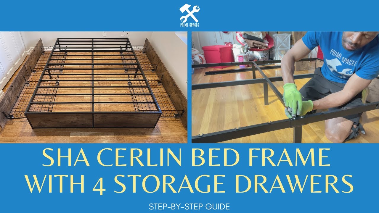 Allewie Bed Frame 4 Oversized Storage Drawers Assembly | SHA CERLIN Bed Frame with Storage Drawers