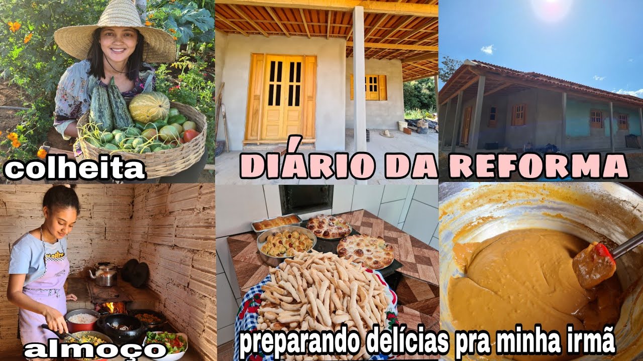 DIÁRIO DA REFORMA/ JÁ TEMOS PORTAS/ PREPARANDO VÁRIAS DELÍCIAS / doce/ bolo/ pão/ GABI FEZ O ALMOÇO