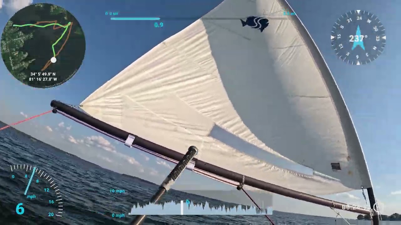 Super Sunfish rig on standard Sunfish hull. First sail.