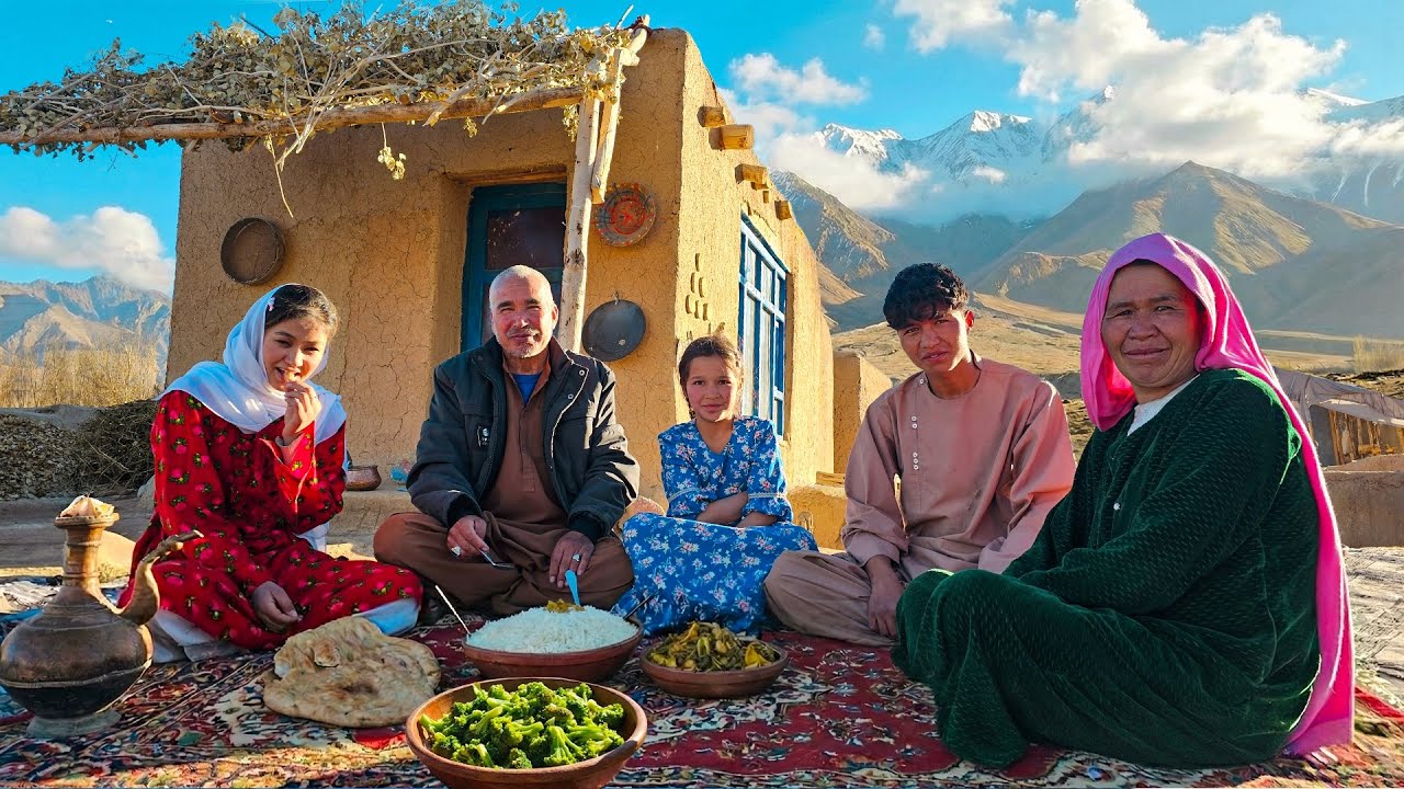 Unbelievable Taste! Cooking Fresh Broccoli Stew & Fluffy Rice in a Remote Afghan Village