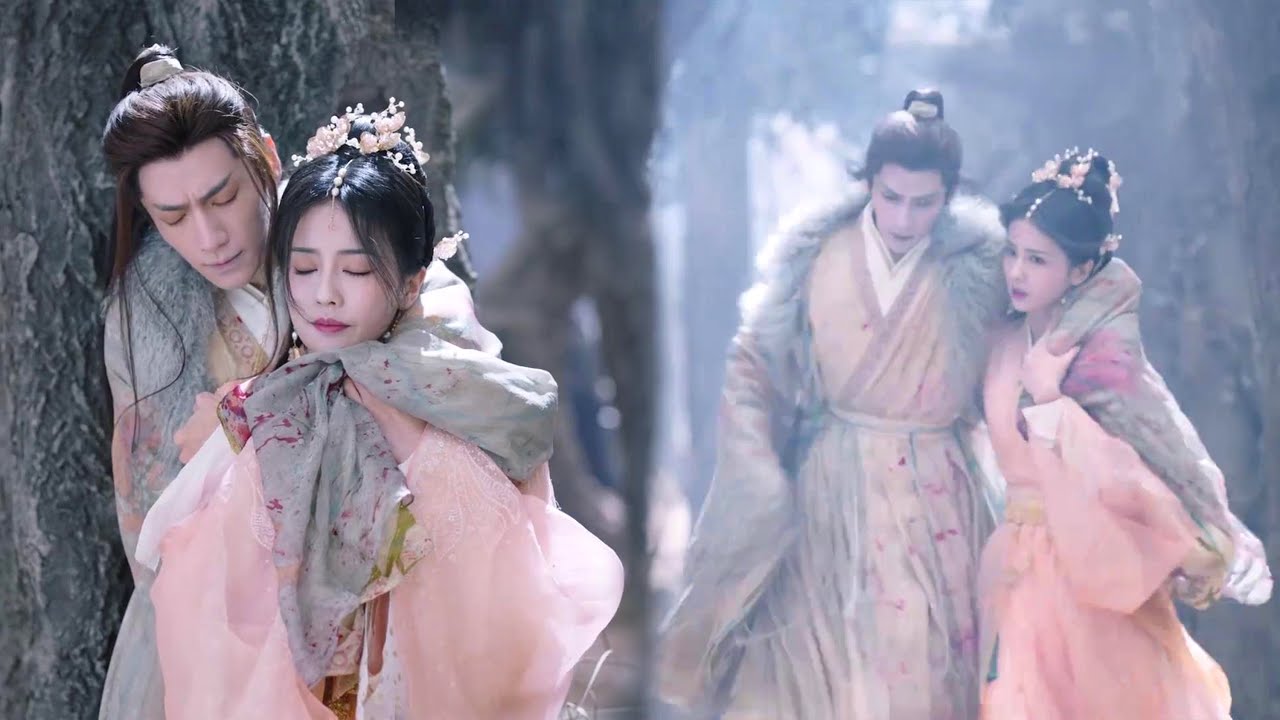 魔王背后抱住灰姑娘保护她，灰姑娘扶着魔王躲避追兵！#长月烬明