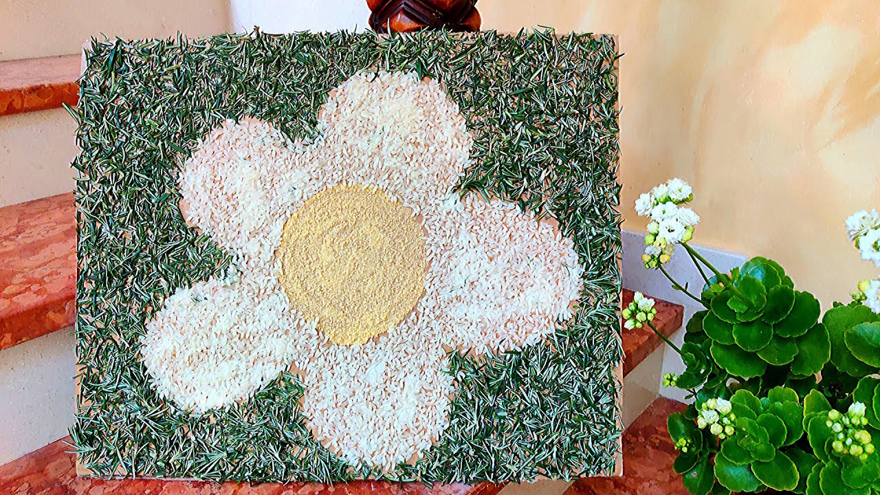 🍚🌽 COLLAGE MOSAICO con RISO e SEMI (tecnica di decorazione/disegno)