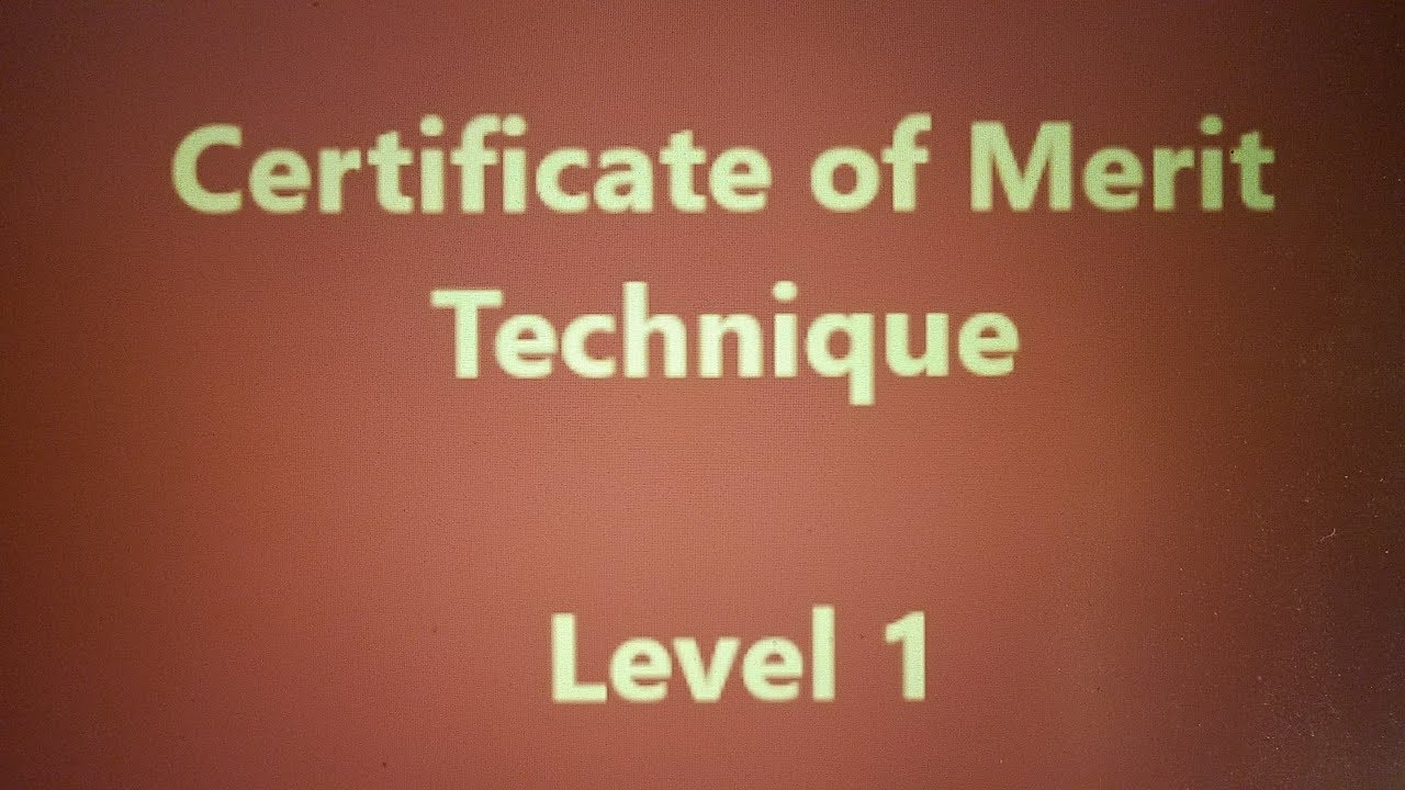 Certificate of Merit Technique, Level 1
