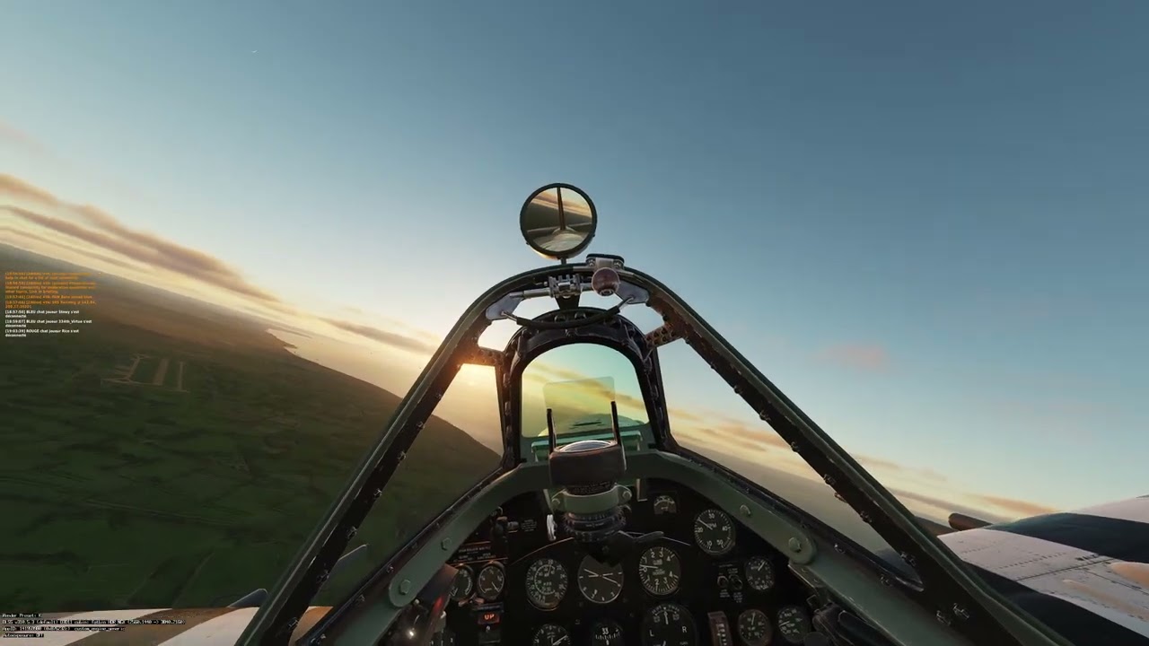 DCS WW2 Normandie OnLine patrouille en Spitfire de Benny sur Mer à Rucqueville en fin de journée