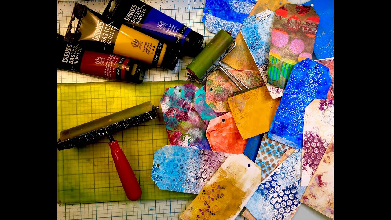 Gel press #3-Alcohol ink with stamps and stencils