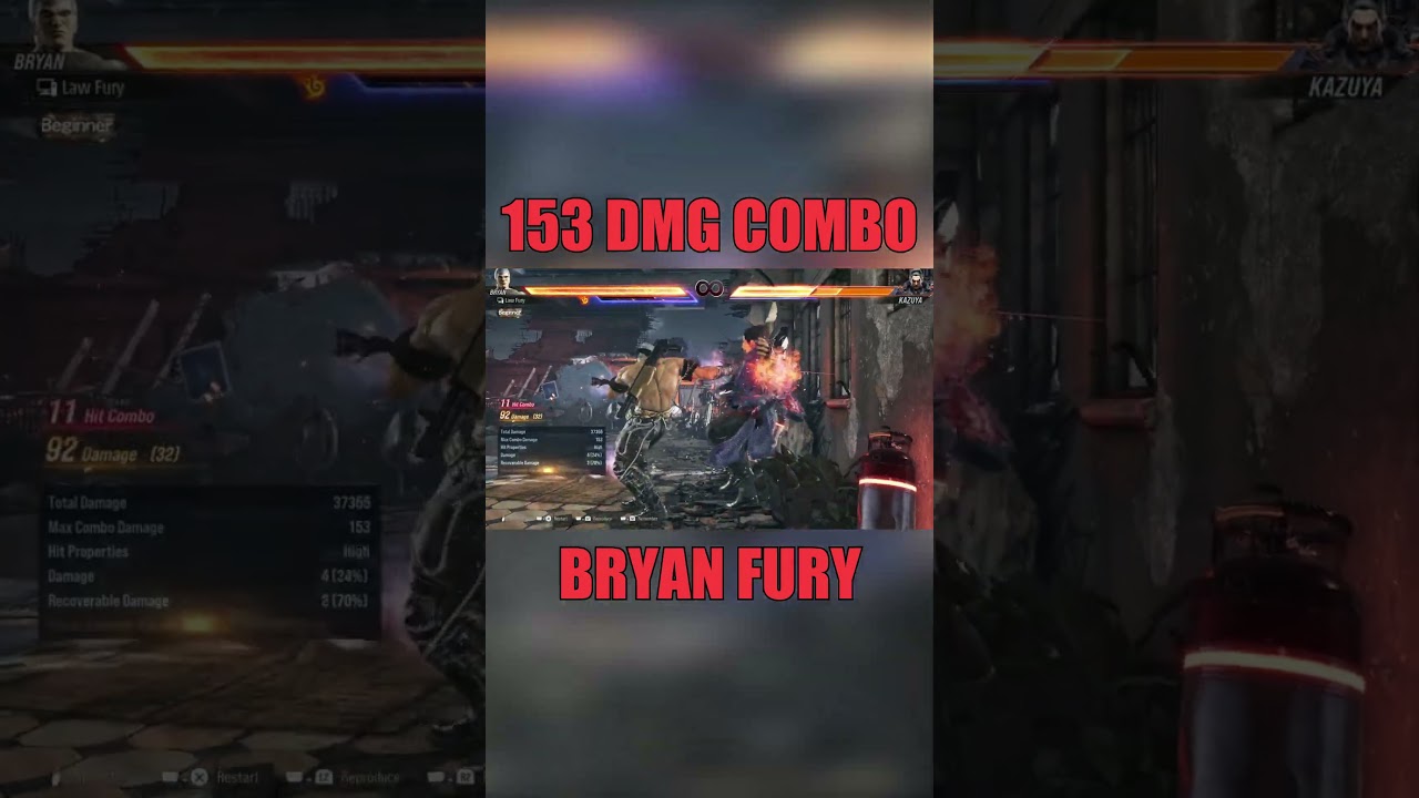 Bryan Fury - 153 Damage Combo | Tekken 8  #bryan #tekken8 #combo #damage