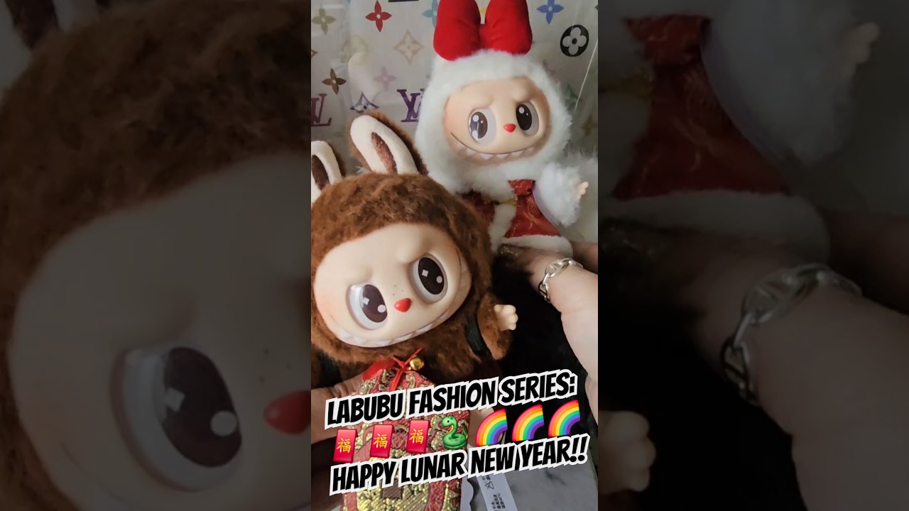 ASMR LABUBU DRESS-UP TIME! 🧧🐍Lunar New Year Clothing, SECRET Labubu, Angel Wings🪽 #labubufashion 🤎🤍🌈