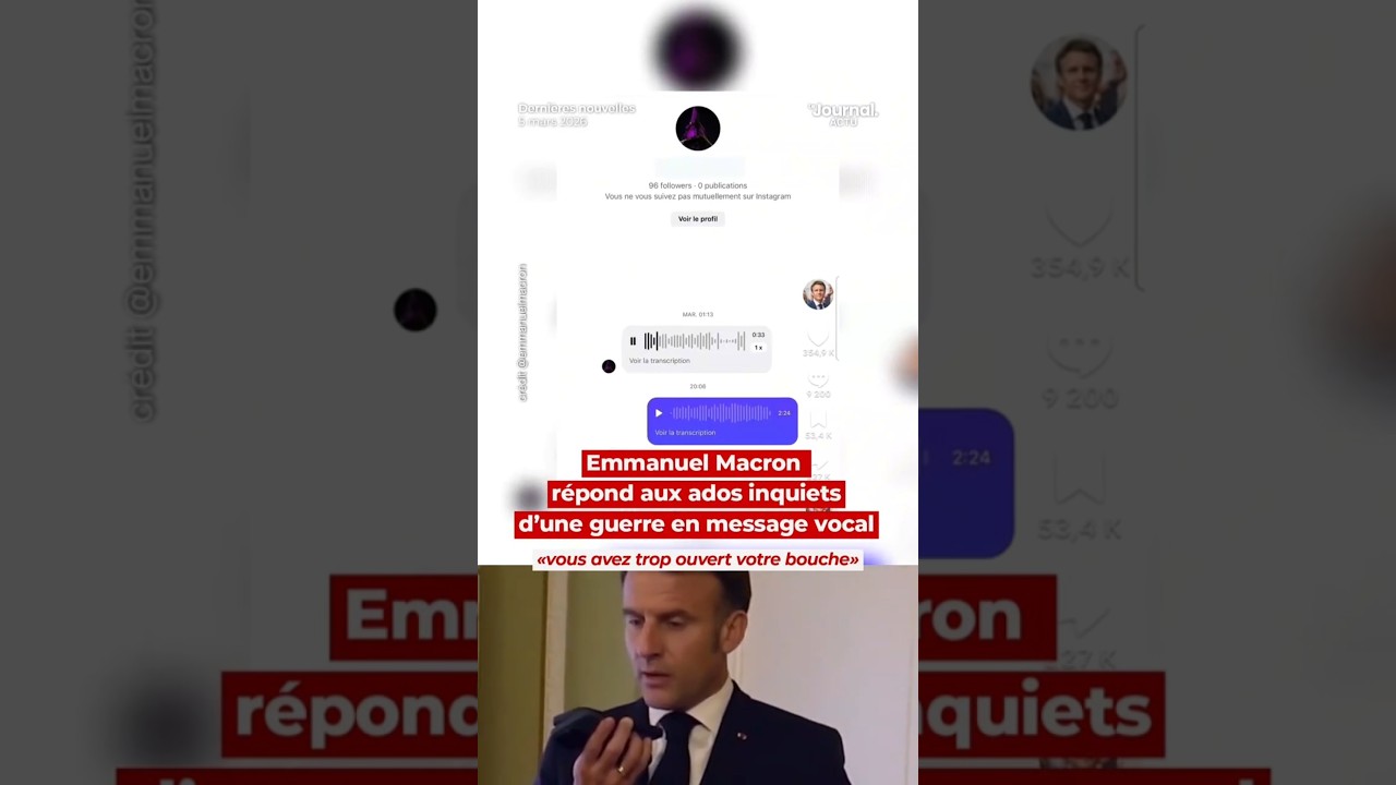 Emmanuel Macron r&eacute;pond aux adolescents inquiets d'une 3e guerre mondiale en message vocal...