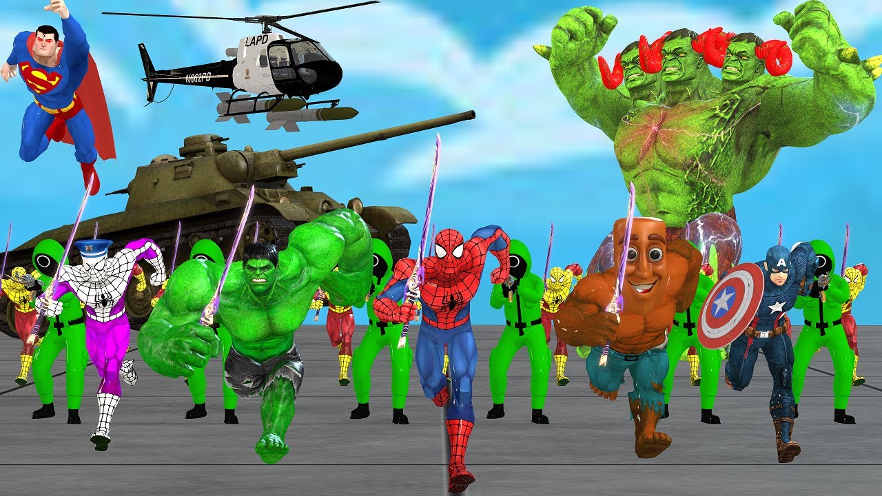 Siêu nhân nhện🔴Spider Man Fight BAD GUYS vs Joker vs Hulk vs Captain America In EPIC Battle!