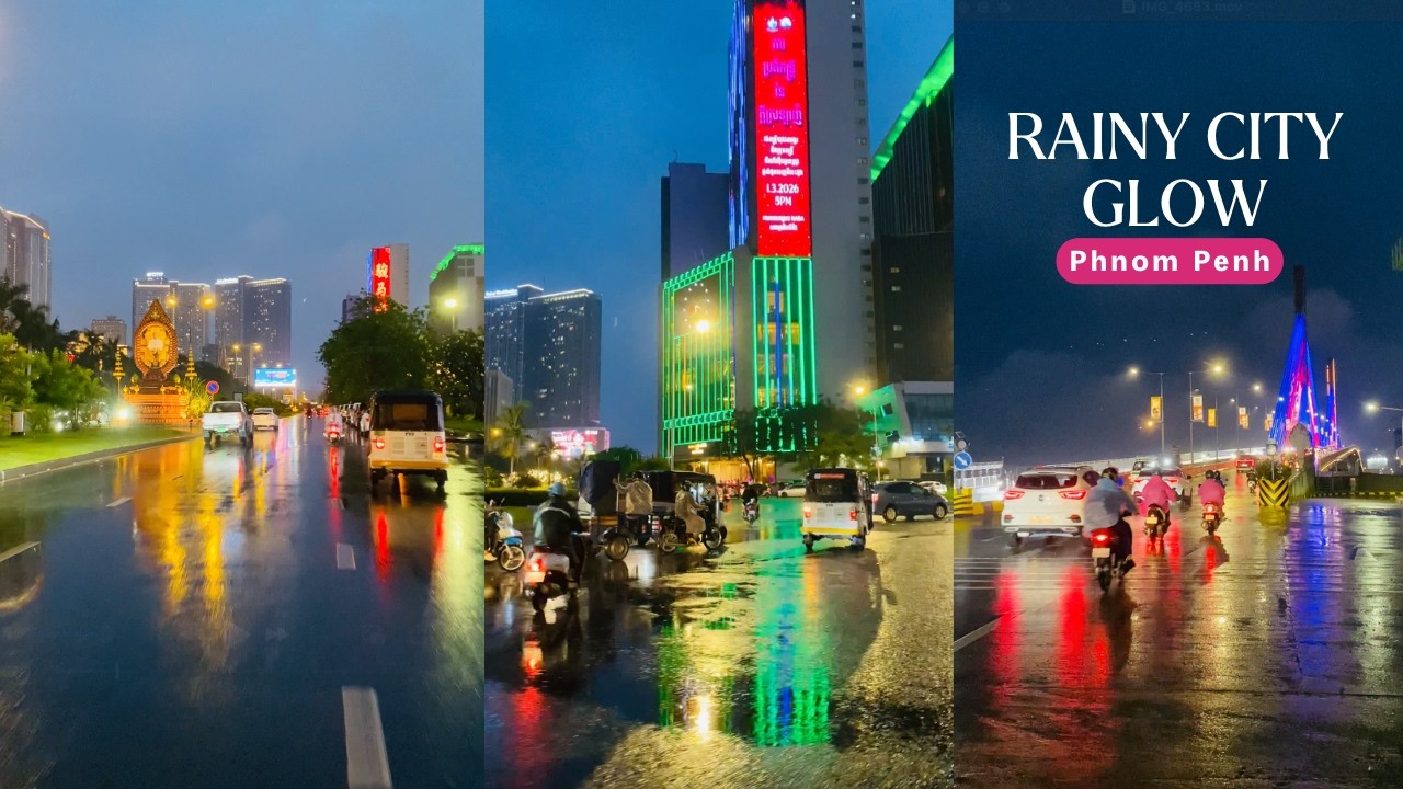 🌧️ Rainy City Glow: Relaxing Night Drive in Cambodia 🇰🇭 #PhnomPenh #RainyVibes #Cinematic #Cambodia