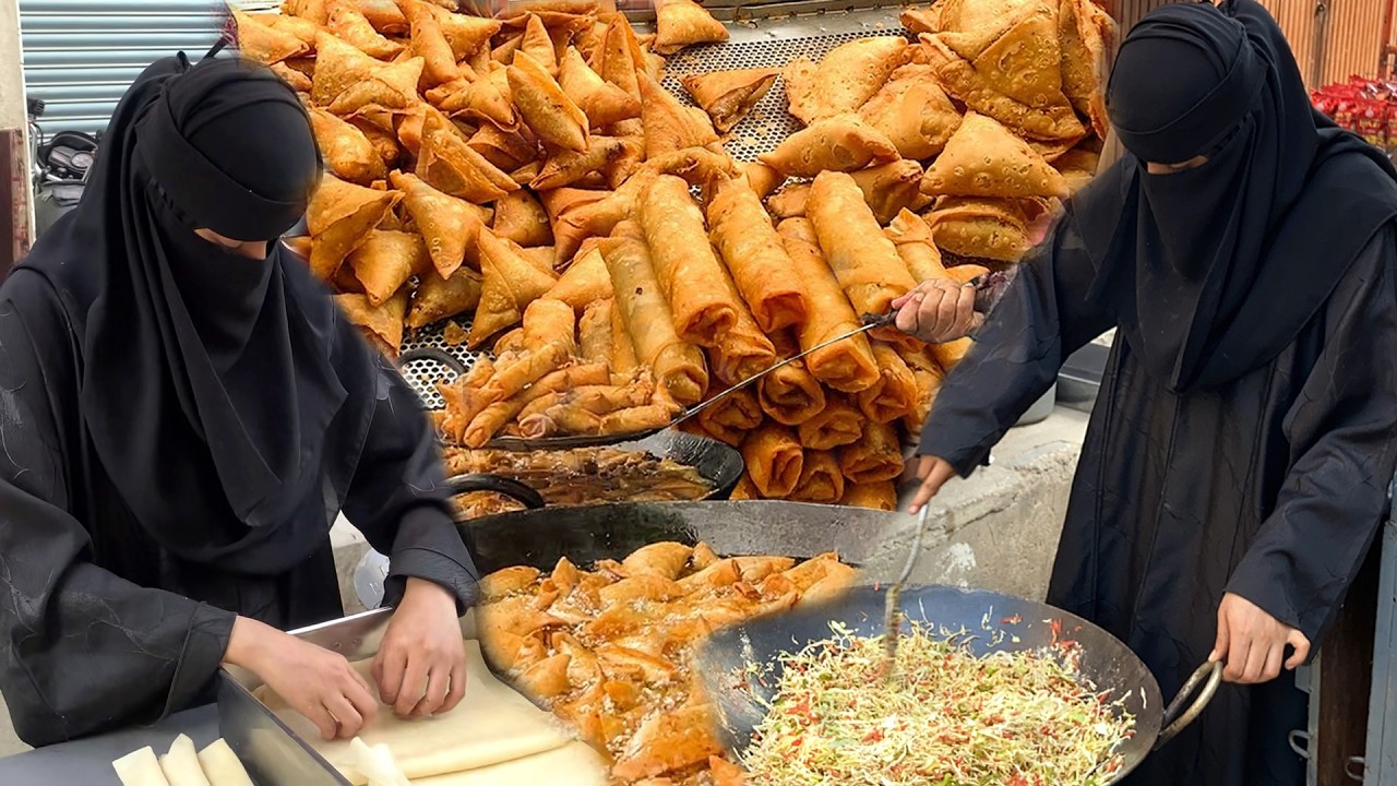 Hardworking Sister Frying Samosa & Rolls | Amazing Street Food Pakistan. @Zaiqaholic