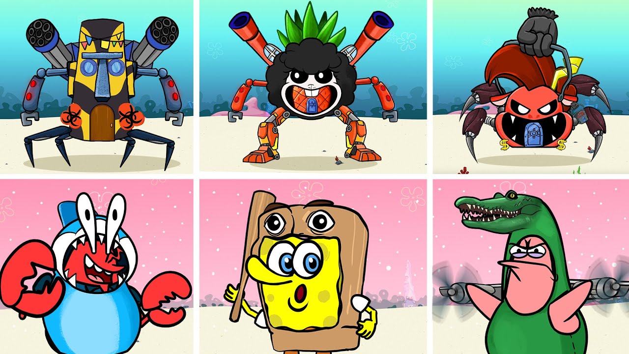 SpongeBob House vs ITALIAN BRAINROT Army -Tung Tung Sahur, Tralalero, Bombardiro