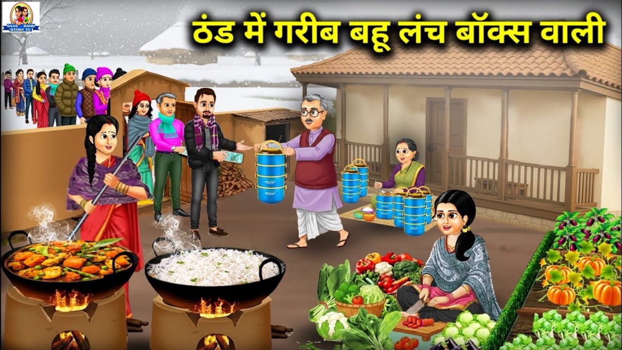 ठंड में गरीब बहू लंच बॉक्स वाली | The poor daughter-in-law with the lunchbox in the | Cartoon Video