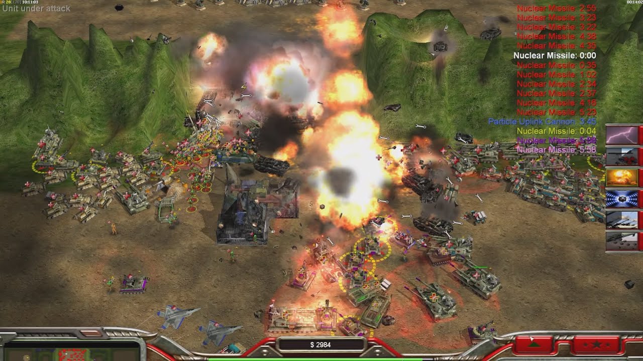 China Nuke - Command & Conquer Generals Zero Hour - 1 против 7, сложный геймплей