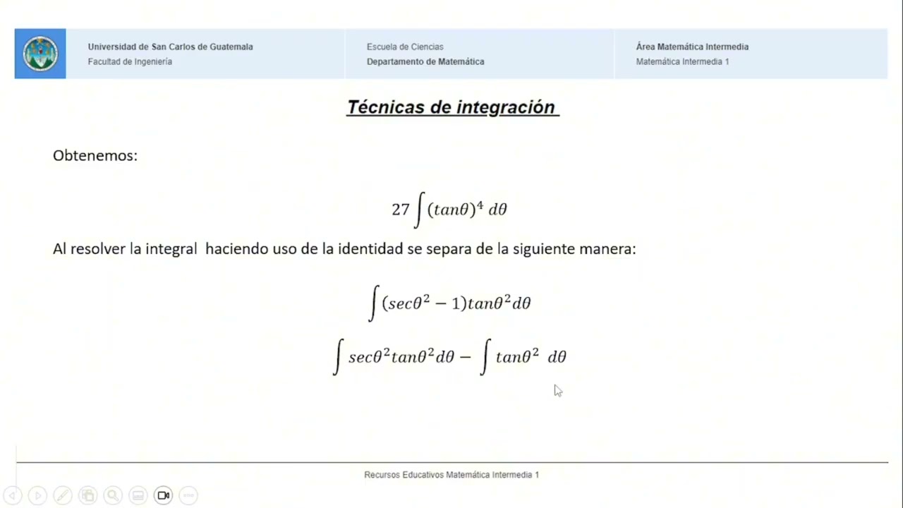 TÉCNICAS DE INTEGRACIÓN - Video Tema Clave Examen MI1 - 047 (5.B)