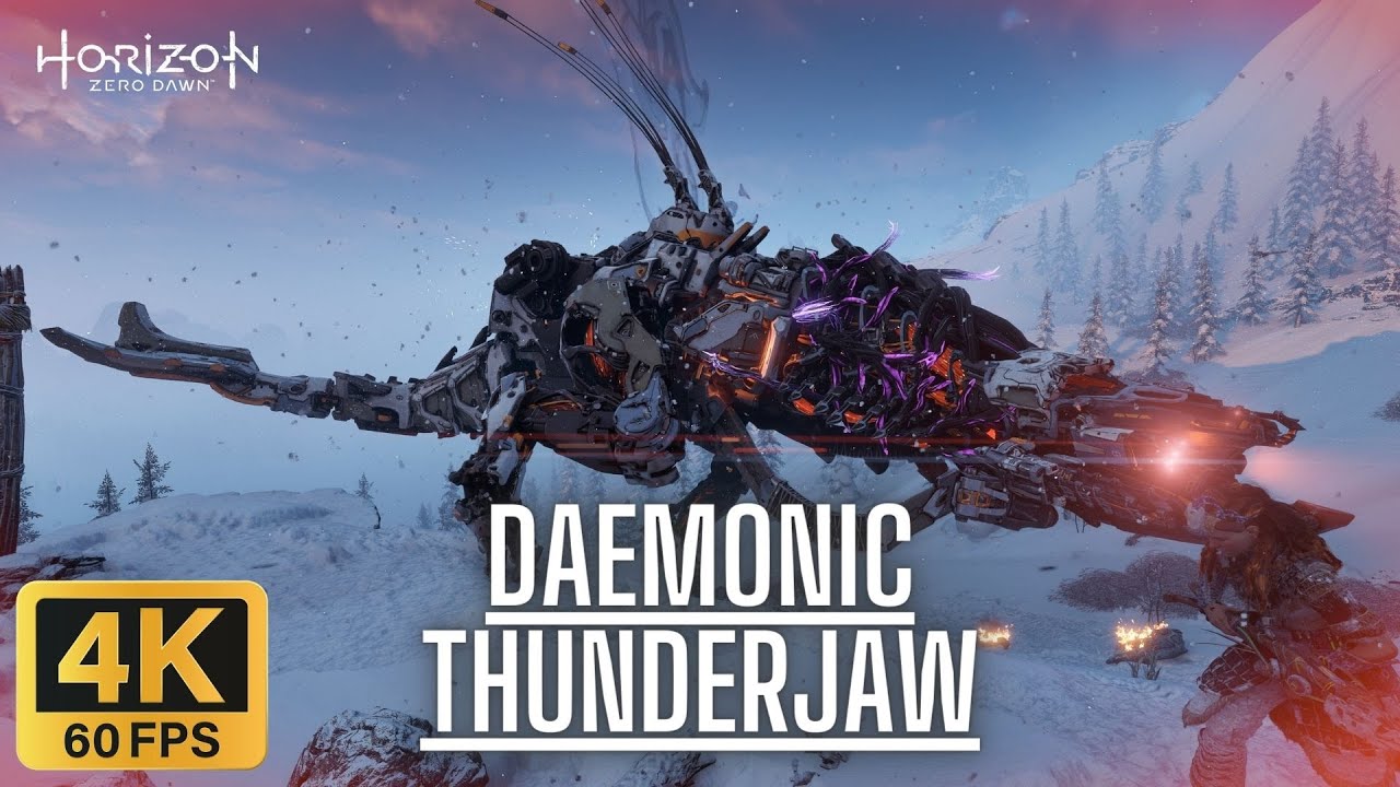 Daemonic Thunderjaw Fight - Horizon Zero Dawn (4K60FPS No Commentary)