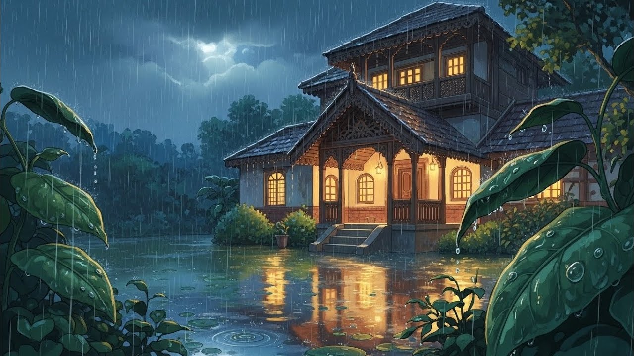 Ghibli style | ASMR VIDEO |Rainy Evening Comfort ☔ Indian Tea & Pakodi ASMR (No Talking)