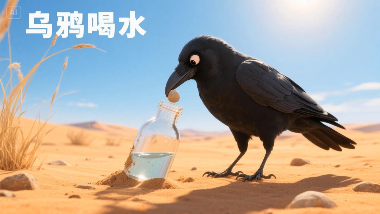 乌鸦喝水 | 乌鸦喝水居然有这波操作？中国童话的脑洞绝了 | Crow’s Water Hack: Wild Idea from Chinese Tale!    #成语故事,#睡前故事 ,#教育