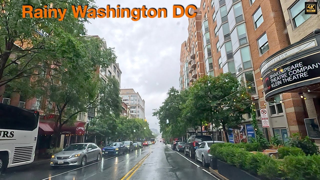 Washington DC Rainy Streets | Slow Drive, Gentle Music & Deep Relaxation