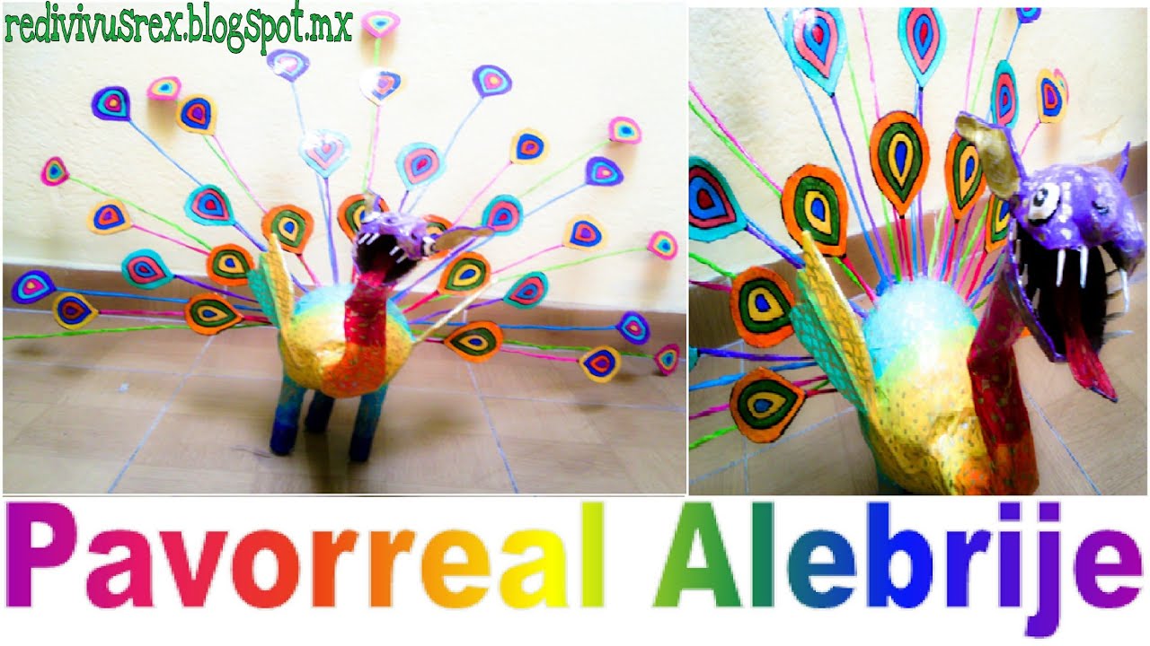 Como hacer alebrije/pavorreal de papel mache/artesanias/diy