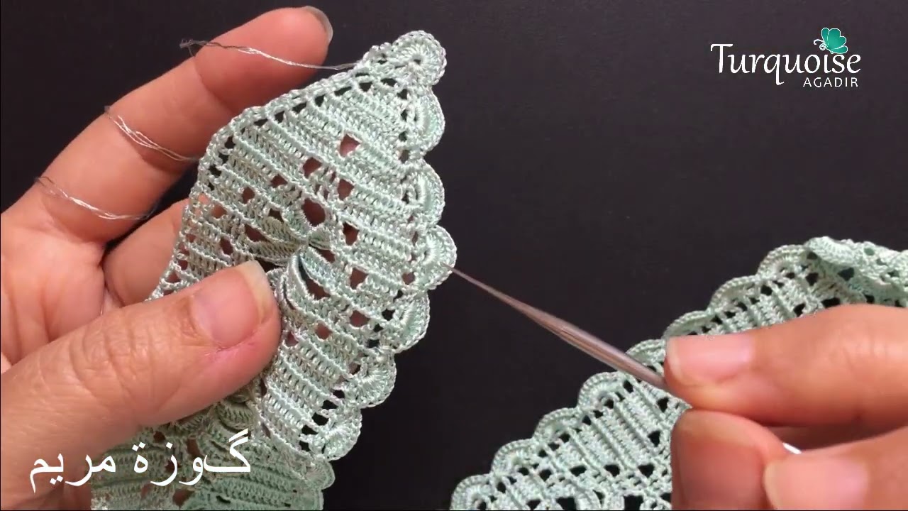 8 گوزة مريم جديد نص طوق سحر الكروشي المغربي لأجمل جلابة و قفطان منبت بالعقيق + حافة الصدفات شكل جديد