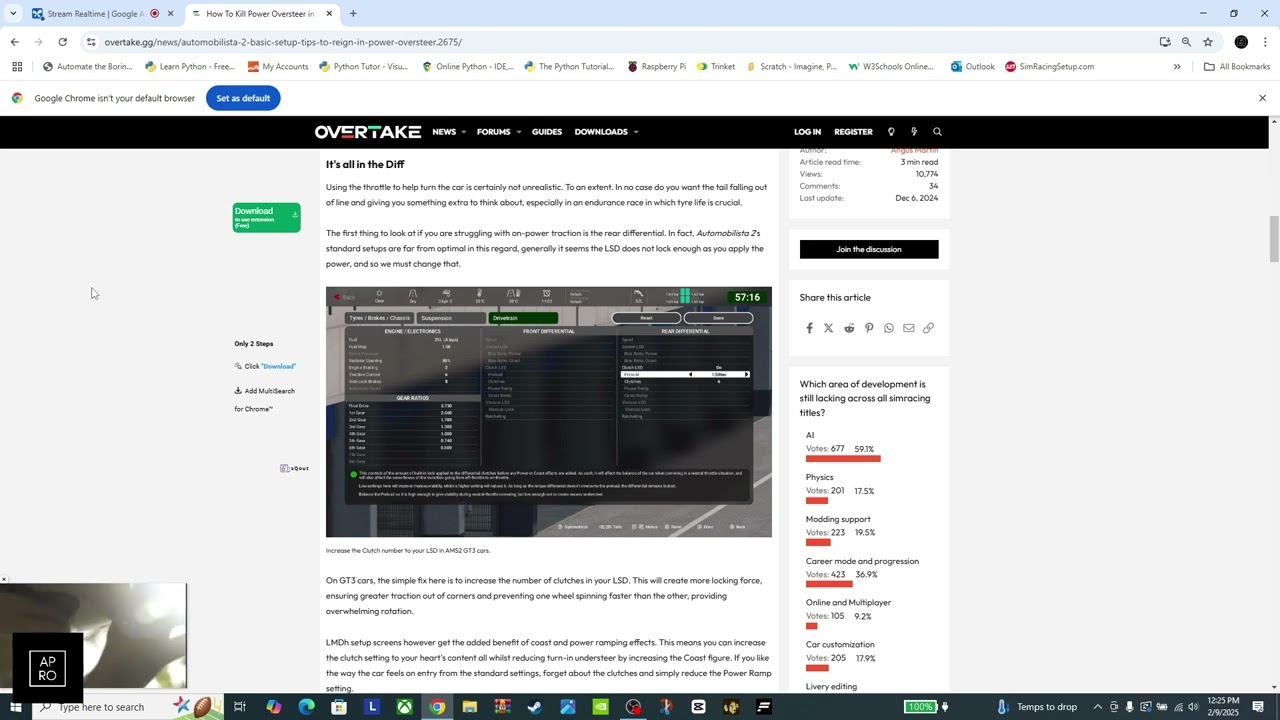 How I Use Google AI Studio to Reduce AMS2 Oversteer