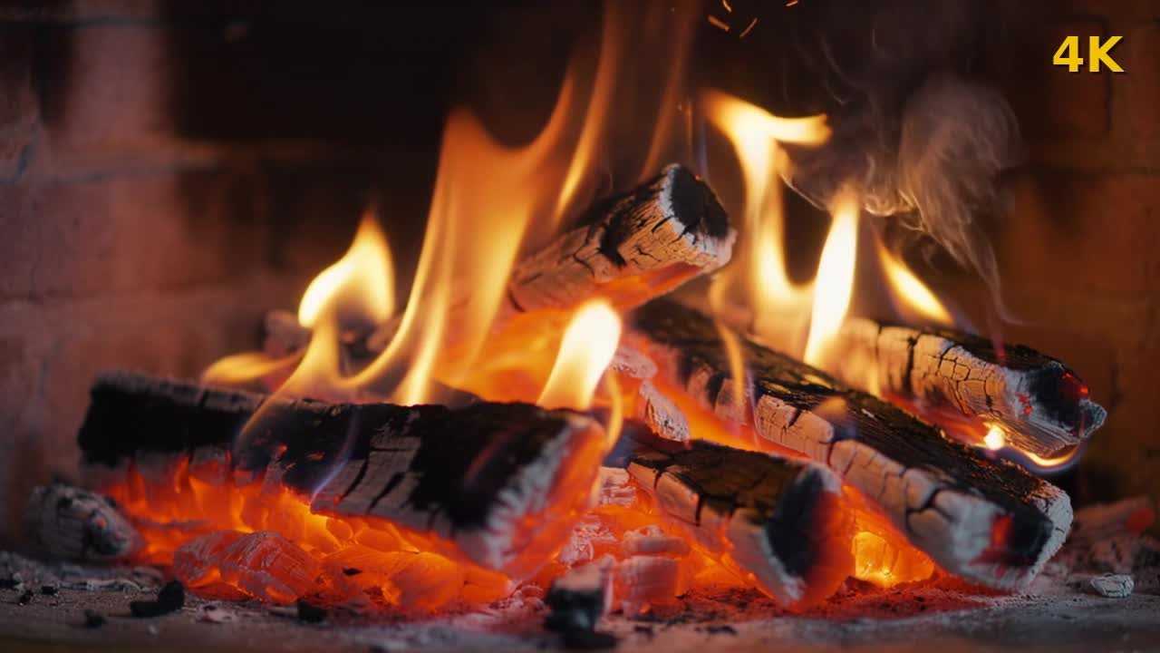 Cozy Crackling Fireplace for Sleep & Relaxation — 1 Hour 4K