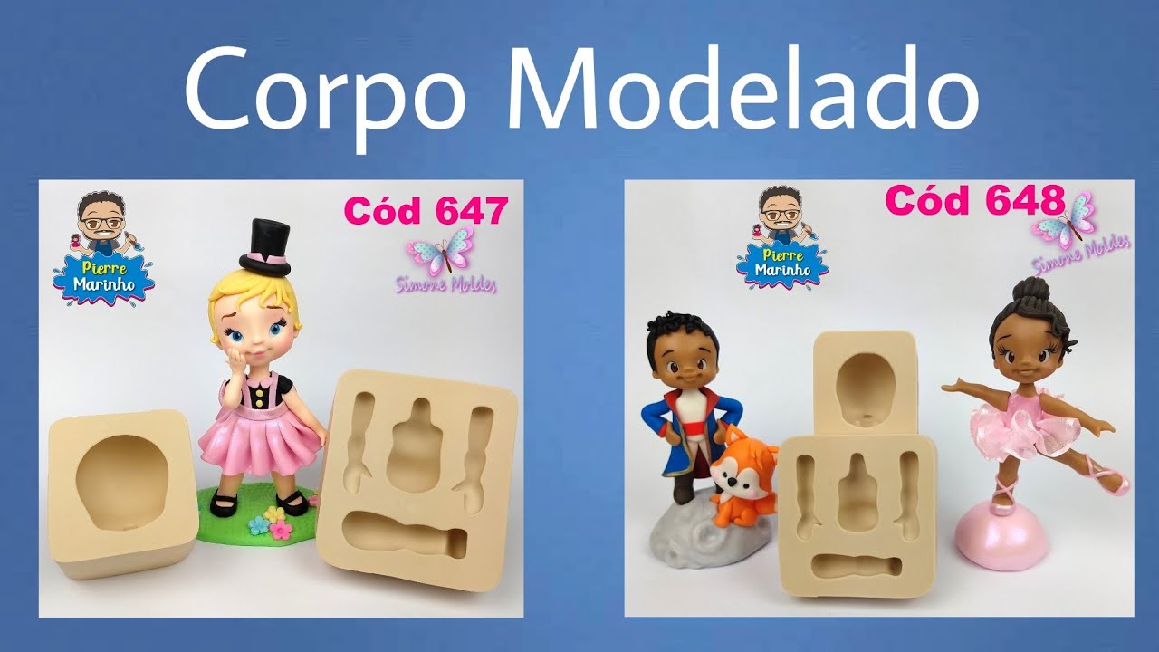 Molde Corpo Modelado em biscuit  com Molde | Simone Moldes | Coleção Pierre Marinho