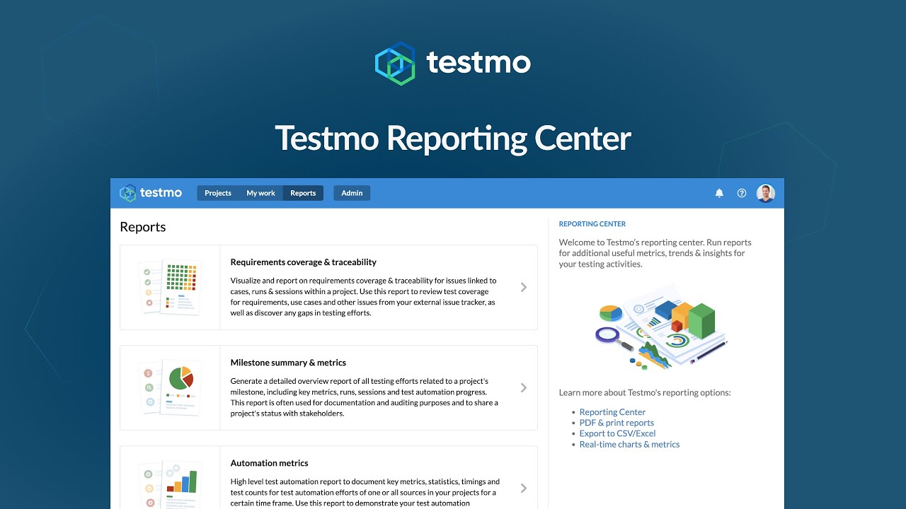Testmo Reporting Center Livestream