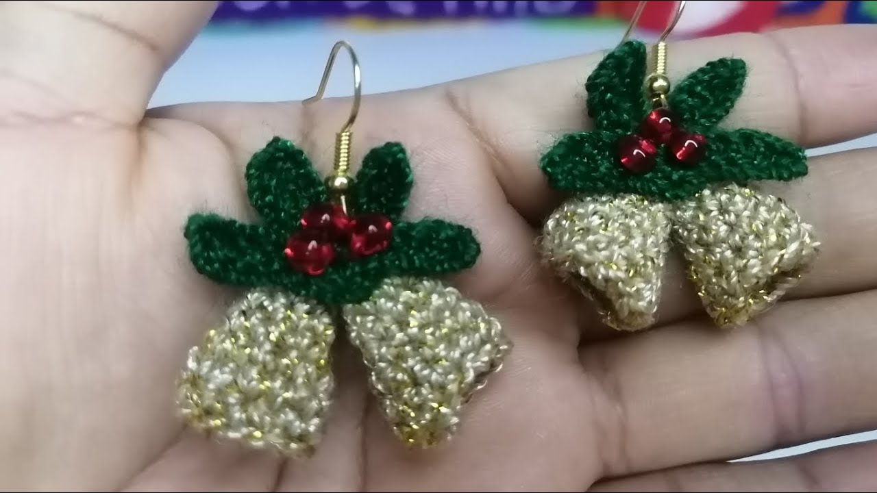 🎄Aretes Navideños (Campanitas) tejidos a crochet 🎄