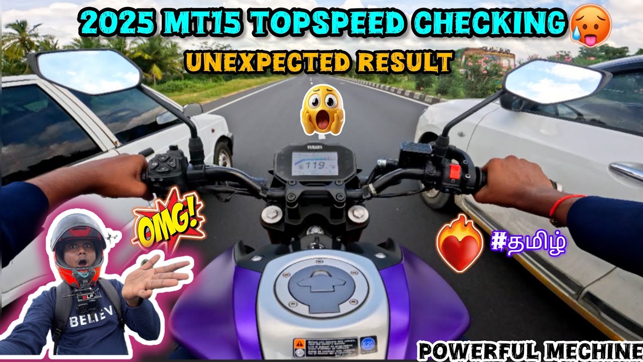 😱2025 New Mt15 Topspeed 130+🔥| Unexpected Result🥵| omg😳| #yamaha #mt15 #topspeed #tamil 