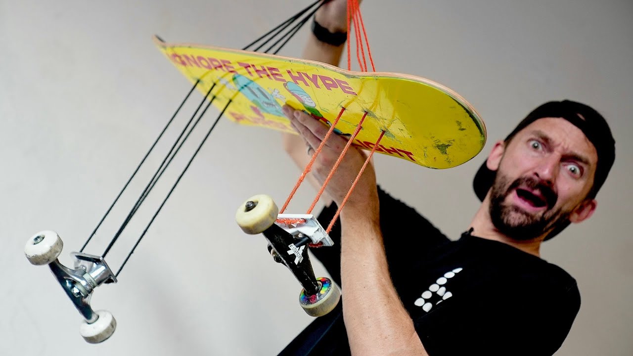 ATTACHING SHOES AND TRUCKS TO A SKATEBOARD WITH ROPE!
